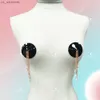 NOTCC Glossy Leather Metal Chain Nipple Covers For Women Pearl Pendant Breasties Good Drape Feel Reanvändbart lim L230523