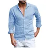 Chemises décontractées pour hommes chemise pour hommes coton lin haut ample à manches longues printemps automne beau