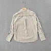 Women's Blouses 2023 Navy Style Vertical Striped Shirt Patch Pocket Shirts Women Tops