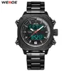 WEIDE Mens Sports Auto Date Week Display Digital Quartz Stainless Steel Band Belt Wristwatch Black Clock Relogio Masculino Hour300m