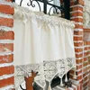 Rideau 1PC style japonais coton dentelle coutures creuses rideaux courts avec gland armoire café pour cuisine salon