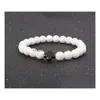 Perline 8Mm Naturale Agata Bianca Agata Croce Chakra Bracciali Per Le Donne Stringa Perline Yoga Fascino Uomo Bracciale Goccia Consegna Gioielli Dhxcd