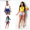 Women's Shorts 2022 New Women's Summer Tie Dye Long Tassel Denim Shorts Fashion Skinny High Stretch Jeans Shorts Street Hipster Clothing S-2XL T230603