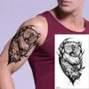 Tattoos 2022 New 100Pcs Wholesales Waterproof Temporary Tattoo Sticker Lion Bear Wolf Forest Man Leopard Skull Body Arm Art Women Sleeve