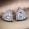 Luxury Jewelry Designer 925 Sterling Silver Girl Pear Cut White Topaz Cz Diamond Simple Fine Party Women Wedding Heart Stud Earring Gift