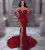 Red Sequin Prom Formal Dress 2023 Sweetheart Luxury High Slit Women Evening Birthday Party Gowns Celebrate Outfit Wear Robe De Soiree