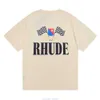 Roupas de moda de grife camisetas camisetas da marca de moda americana Rhude Crown Champion bandeira estampada de alta qualidade de algodão duplo de manga curta camiseta para meninos meninas co