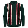 Hommes chemises décontractées hommes 2023 automne britannique mode Cardigan bouton Polo à manches longues rayure tricot affaires
