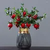 Fleurs décoratives 3 PCS Simulation Grenade Fruits Plantes Artificielles Faux Plante Maison-Décoration