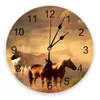壁の時計野生馬動物時計キッチンホームリビングルーム装飾的な装飾