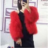 Fur 2023 New Sexy Ostrich Wool Turkey Real Fur Women Coat Genuine Feather Short Winter Festival Long Sleeve Jacket 861