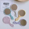 Makeup Tools New Design Beauty Cosmetic Mini Hand Held Mirror Comb Set Convenient Vintage Acetate Marble Comb Makeup Mirror For Women Girls J230601