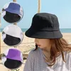 Wide Brim Hats Unisex Hat Black Solid Color Double-sided Simple Hip-hop Bucket Men's And Women's Beach Fishing Sun