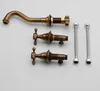 Kitchen Faucets Antique Brass Wall Mount Bathroom 3PCS Dual Cross Handles Tub Faucet Sink Mixer Taps Atf050