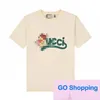 T-shirt de manga curta com gola redonda estampada estilo primavera estilo de moda feminina de algodão para homens e mulheres por atacado