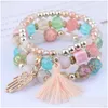 Beaded Bohemian Bracelets Set Mtilayer Palm Tassel Pendant Bracelet For Women Girls Fashion Jewelry Birthday Gift 5 Colors Drop Deliv Dhn6I