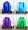 Saco portátil barato mochila de cordão de náilon simples sólida bolsa traseira para viagem bolsa com cordão para livros sapatos paks