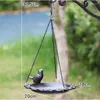 Garden Decorations Vintage Black Cast Iron Hanging Bird Feeder Bath Round Hollow Edge Plant Candle Storage Tray For Outdoor Patio Backyard