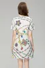 Sukienka z koralikami 2023 Wiosna/lato oryginalny projektant biżuterii mody wydruku damski okrągły szyję z krótkim rękawem eleganckie paski sukienki