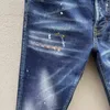 Erkekler Kotlar Erkekler Günlük Modaya Modaya Motobiker Delik Sprey Boya Fashion High Street Denim Kumaş Pantolon 111#