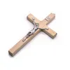 Trä Crucifix Cross Pendant för män Kvinnor Diy Halsband Handgjorda Big Size Jesus Saint Charms Katolska religiösa smycken