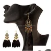 Dangle Shandelier Indian Jhumka Earring Bohemia Ethnic Natural Feather長いぶら下がっている女性のためのジプシージュエリードロップDel Dh9xn