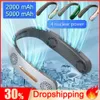 Fanowie 2000/5000 mAh Portable Portable Fan Mini Neck Fan USB ładowanie Summer Cooling Fan Wygodne regulowane ładowanie Smart Fan Mute