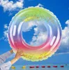 Simpoolflottor Giant Rainbow Air Tubes Madrass Water Chaise Lounge Stol för vuxna barns paljett float Swim Ring Summer Water Sports Toy Alkingline