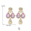 Dangle Lustre Long Or Métal Colorf Cristal Boucles D'oreilles Pour Les Femmes De Haute Qualité Strass Bijoux Accessoires Brincos Delive Dh4No