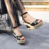Сандалии Lihuamao Spain Style 2023 Дизайн Espadrilles клинья пятка обувь высокие насосы комфорт Csaual Lady Lady Lady