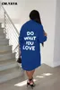 Dresses Cm.yaya Fashon Women Letter Printed Back Long Sleeve Single Breasted Turndown Collar Shirt Smock Dress Vestido 2023 Ins Dresses