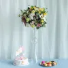 Vaso de acrílico de pé alto, decoração macia, suporte alto, vaso trompete de cristal transparente reversível 24 polegadas para mesa de casamento imake940