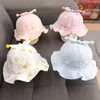 2PCS Haar Zubehör Nette Herz Druck Baby Eimer Hut Kleine Ball Ohren Neugeborenen Fischer Kappe Kinder Sommer Im Freien sonne