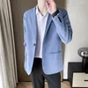 Ternos Masculinos Cor Sólida Blazer Masculino Slim Fit Moda Social Masculino Vestido Jaqueta Coreano Negócios Casual Terno Escritório Formal