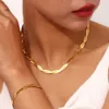 Unique Double Layer Twisted Stainless Steel PVD 18K Gold Herringbone Snake Chain Necklace