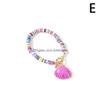 Charm Bracelets Boho Mticolor Shell Polymer Clay para mujer Elástico suave Y pulsera femenina Summer Beach Jewelry Drop Delivery Dhx9Q