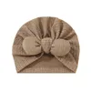 2 stuks haaraccessoires babymuts met strik effen kleur jacquard meisje tulband hoed winter lente warme muts