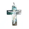 Anhänger Halsketten Vintage Schmuck Natürliche Abalone Muschel Kreuz Form Mode High-end Handmade Elegante Damen DIY Halskette 48x64mm