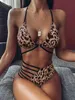 Women's Swimwear 2022 Swimsuit Ladies Split Bikini Swimsuit Leopard Print Cutout Swimsuit Swimwear Bikini Sexy Bathing Suit Women J230603