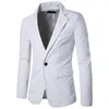 Men's Suits 2023 Europe Style Simple Solid Color PU Leather Suit Men Casual Slim Blazers For Size S-XXL