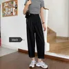 Capris Lucyfer moda luźna szeroka legalna elastyczna wysoka talia zestaw do damskiej odzieży ulicznej retro solidne spodnie pałacowe p230602