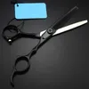 Strumenti Professionali Giappone 440c acciaio 6 '' forbici per capelli in bambù nero taglio di capelli diradamento strumenti da barbiere cesoie da parrucchiere forbice per parrucchiere