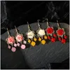 Dangle Lustre Classique D'été Jaune Pierre Fleur Boucles D'oreilles Pour Les Femmes Bijoux Ethnique Rouge Goutte De Mariage Livraison De Bijoux Dhcxr