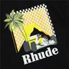 Designer Fashion Clothing Tees Tshirt 2023 Summer New Short Sleeve Rhude Mens Moonlight Tropic Print Tshirt Top Hommes Coton Streetwear Tops Casual Sportswear Rock Hi