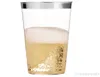 Disposable Take Out Containers 300ML Golden Plastic Cup 10 Oz Hard Wine Glass Party Wedding Transparent With Gold Rim 230619