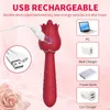 Masseur Rose vibrateur pour femmes 3 en léchant vibrant poussée baguette de Massage gode Stimulation vaginale