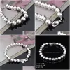 Charm Bracelets Hollow Beaded Men Women Sier Plated Copper Chic Jewelry Gloss Ball Bracelet Bangles Imitation 925 Sterling Drop Deliv Dhpdo