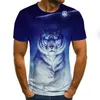 Camisetas Masculinas 2023 Camisetas Masculinas DJ Splash-ink Tiger Impressão 3D Camiseta Manga Curta Tops Feminino Slim Tshirt Casual Respirável