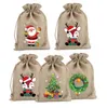 Canvas Christmas Gift Bag Xmas Home Decoration Christmas Tree Hanged Candy Bags Packaging Sack Mini Drawstring Sacks Pocket Kids Favor Festival Gifts Alkingline