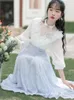 Robes décontractées chinois Vintage robe été tempérament suspendu cou à volants col en v élégant pour les femmes rétro Hanfu Vestidos femme
